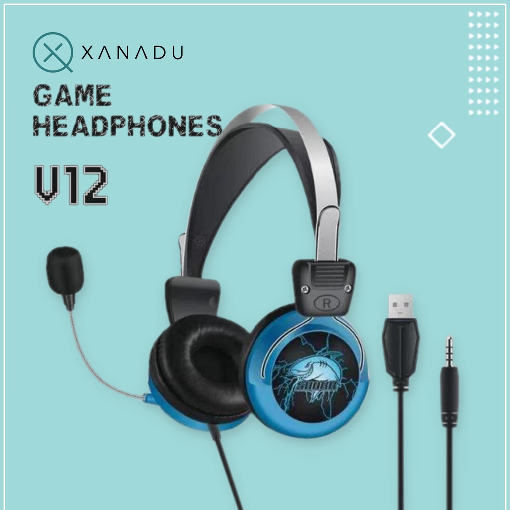 XANADU V12 GAMING HEADPHONE HI FI AUDIO EXTERNAL MIC (Shark) in